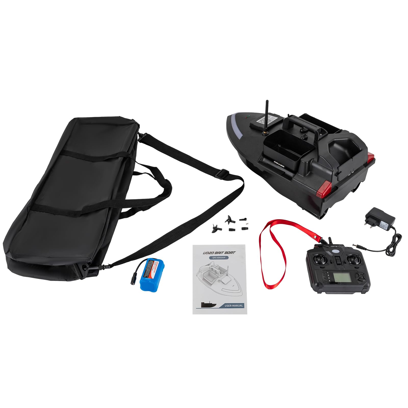 500M RC Köderboot GPS Angelköder Fischköder Boot mit 3 Köderboxen, 12000mAh Akku (4 Std.), Doppelmotor, Suchscheinwerfer, Automatische Rückkehr, Für Karpfenangeln