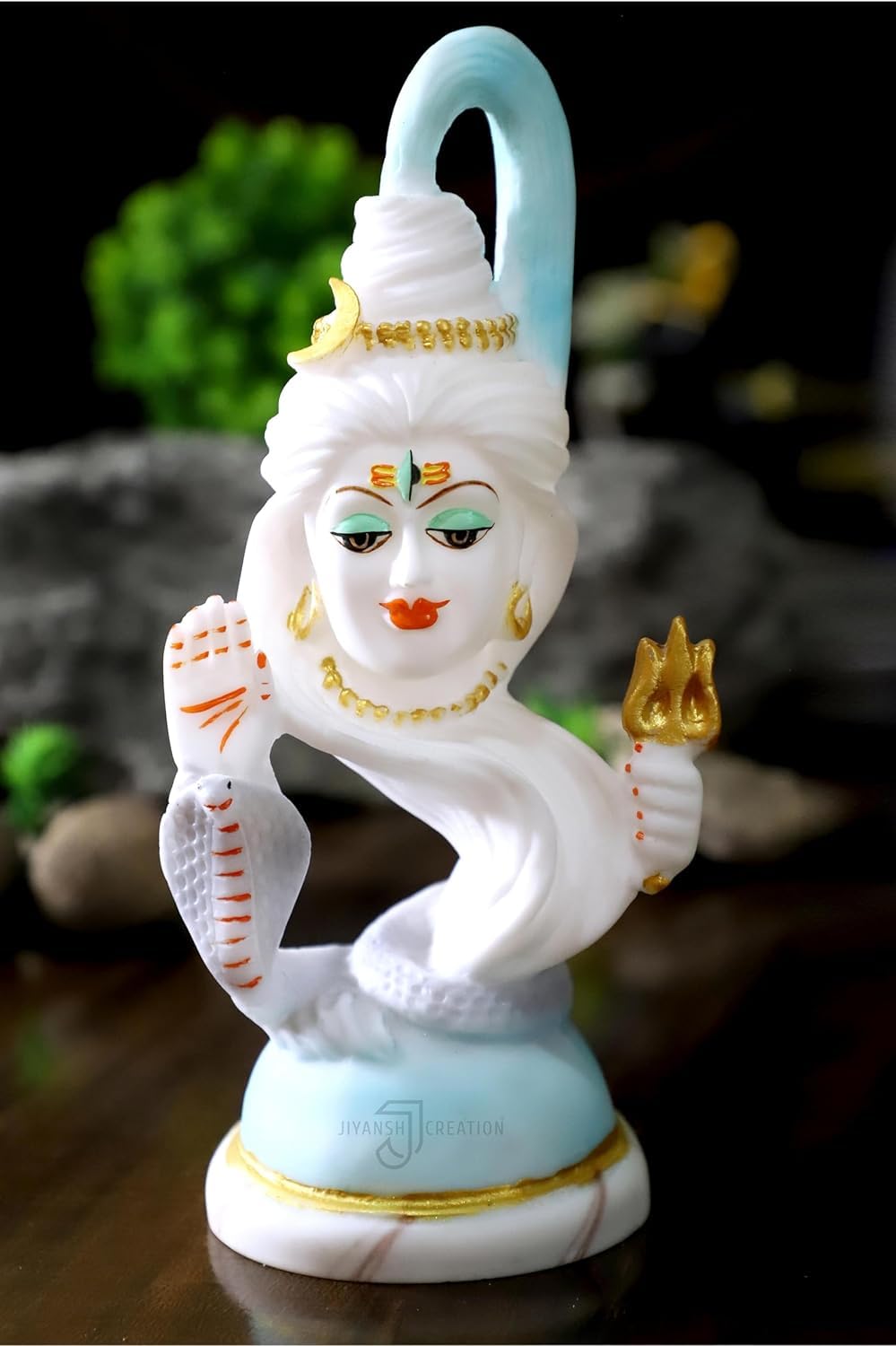 Marbre blanc coloré Shiv Ji statue pour purifier l'énergie maison