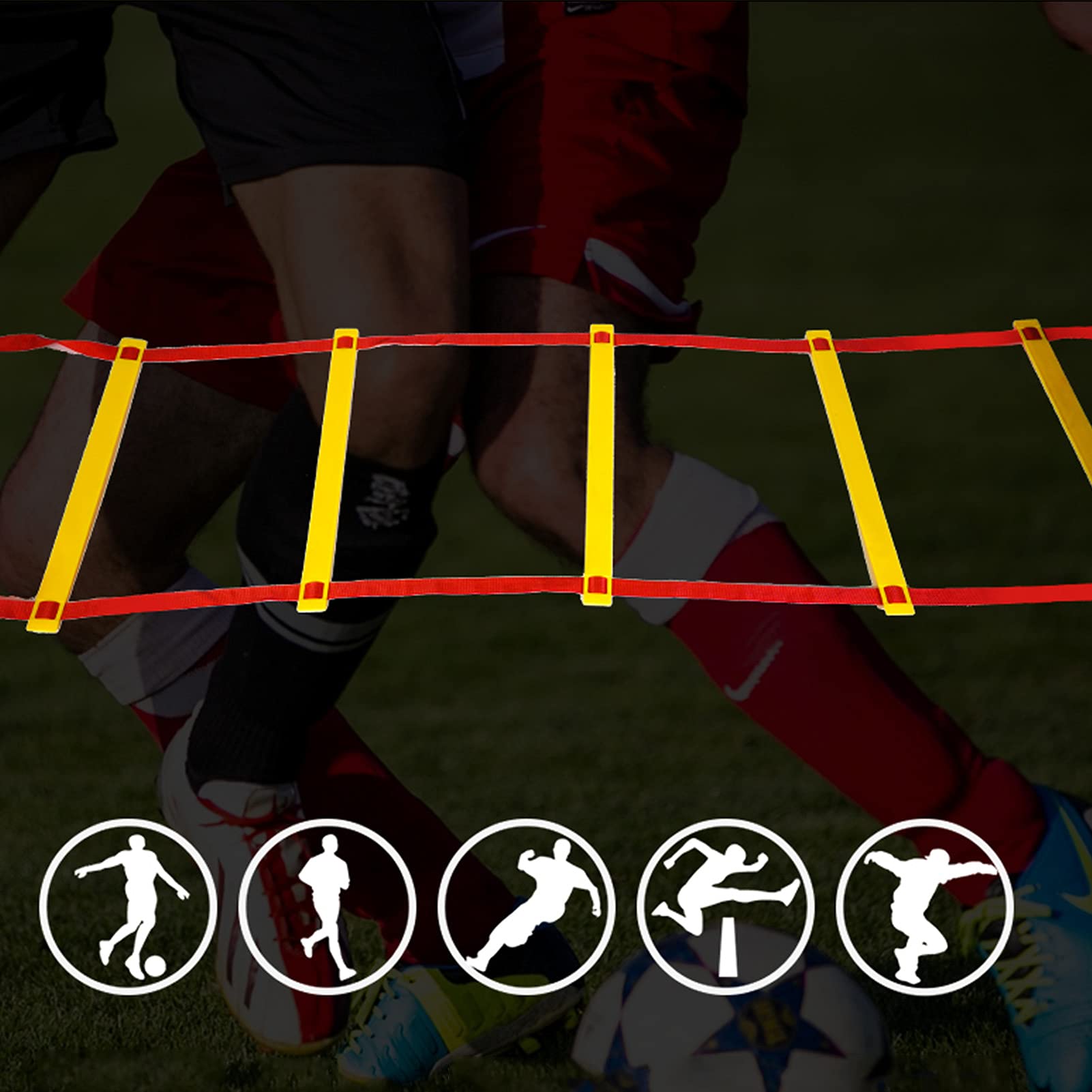 Scala di agilità Scala di Salto della Formazione della Flessibilità del Calcio, Scala della velocità di Agilità, Kit di Allenatore di Esercizio, per Rugby, Boxe, Lacrosse Tennis(Size:5M)