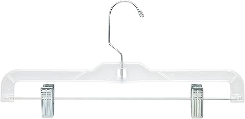 Honey Can Do HNG-09024 - Paquete de 12 perchas para faldas o pantalones con clips, transparente HNG-09024