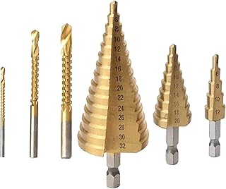 Step Drill Bits,Titanium Step Drill Bit Set,Step Drill Bit Set,Metal Hole Cutter Wood Cone Core Drilling Hole Saw Tool 3/6/8mm Saw Drill,for DIY Lovers