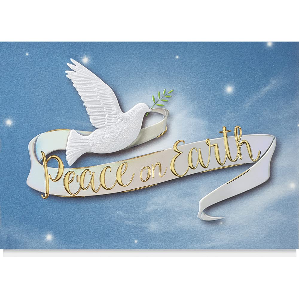 The Gallery Collection, 25 Personalized Christmas Cards with Foil-Lined Envelopes (Soaring Dove of Peace), For Business or Consumer