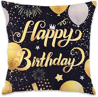 Sisadodo Happy Birthday Pillow Case Gifts for Women Men Golden Balloon T...