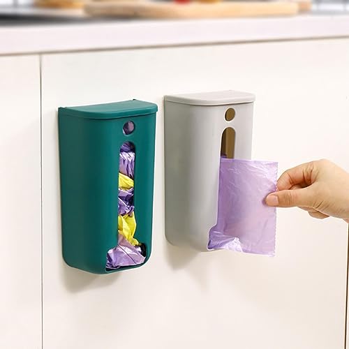 Miniatura 7 de Dispensador de bolsas de basura, soporte de plástico para montaje en pared, organizador de armario de cocina, caja de almacenamiento para bolsa de