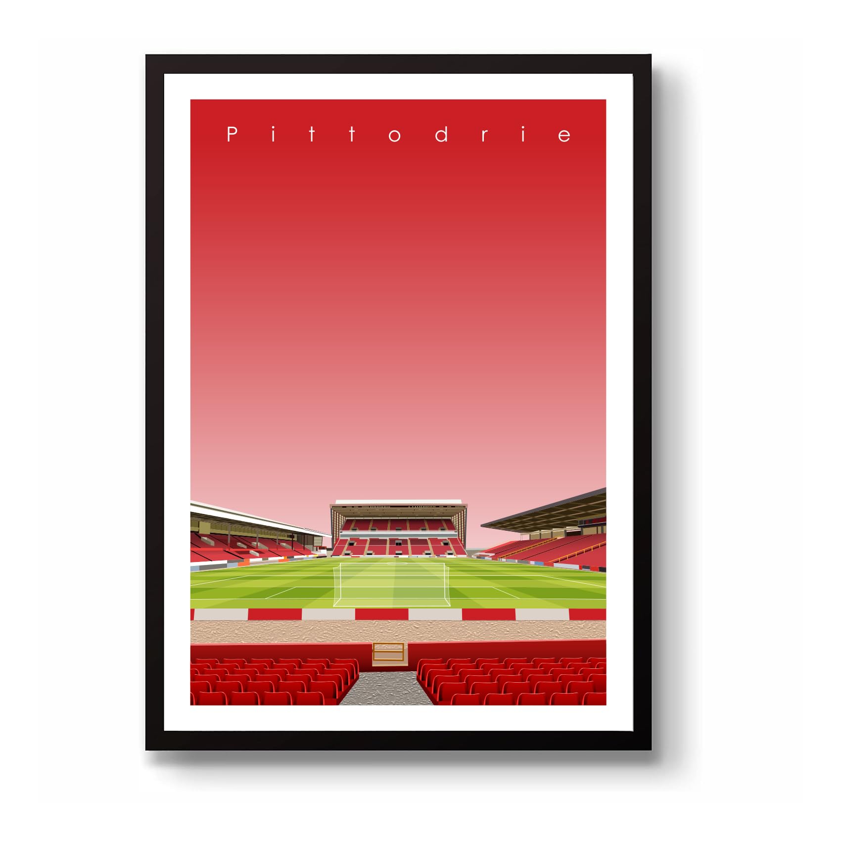GroundDesigns ABERDEEN FC Football Gift PITTODRIE Stadium Art Unframed A3 Print