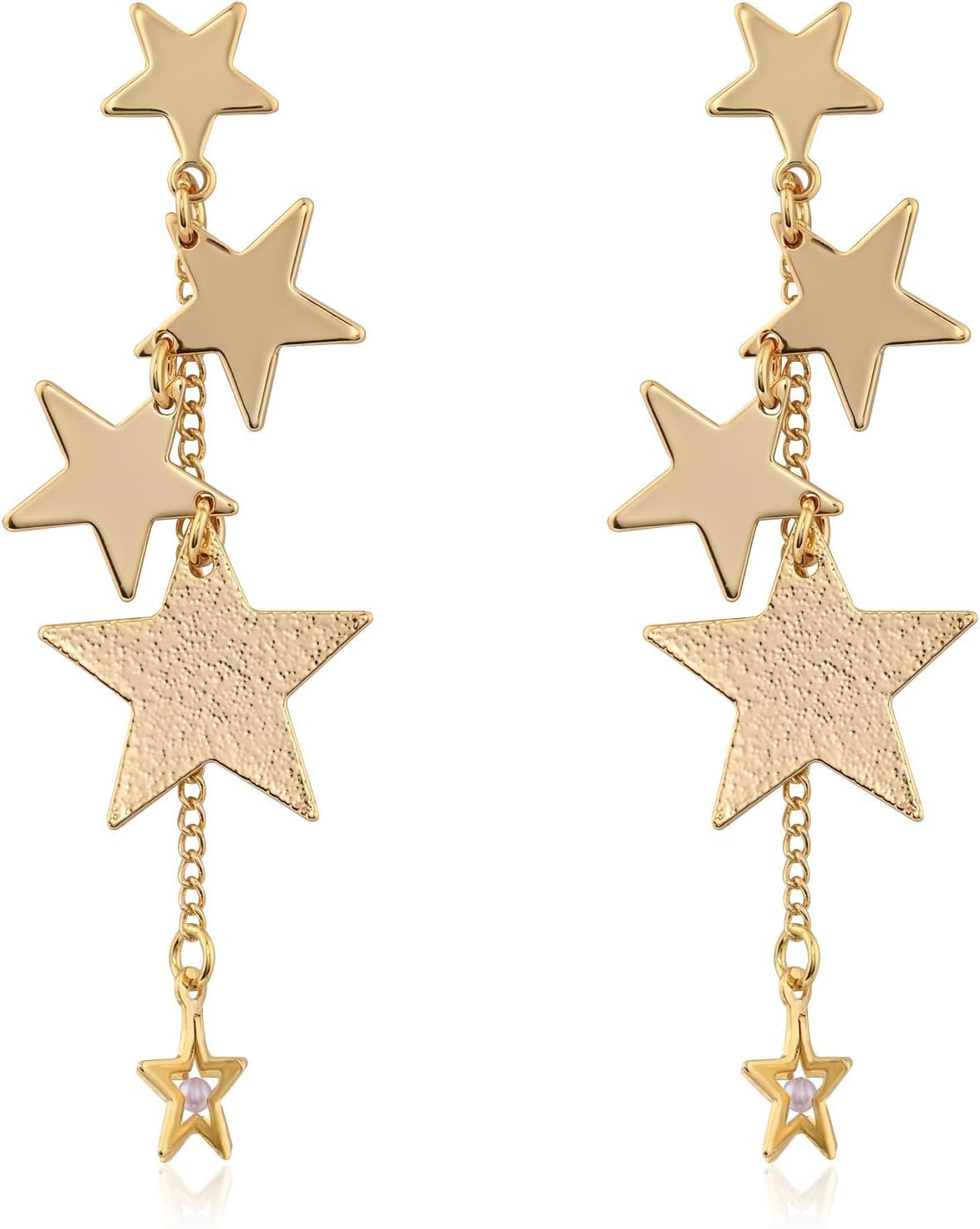 Hypoallergenic Sparkly Big Star dangle Earrings Long Tassel Stud Earrings Dangling Celestial Jewelry for Christams Gift