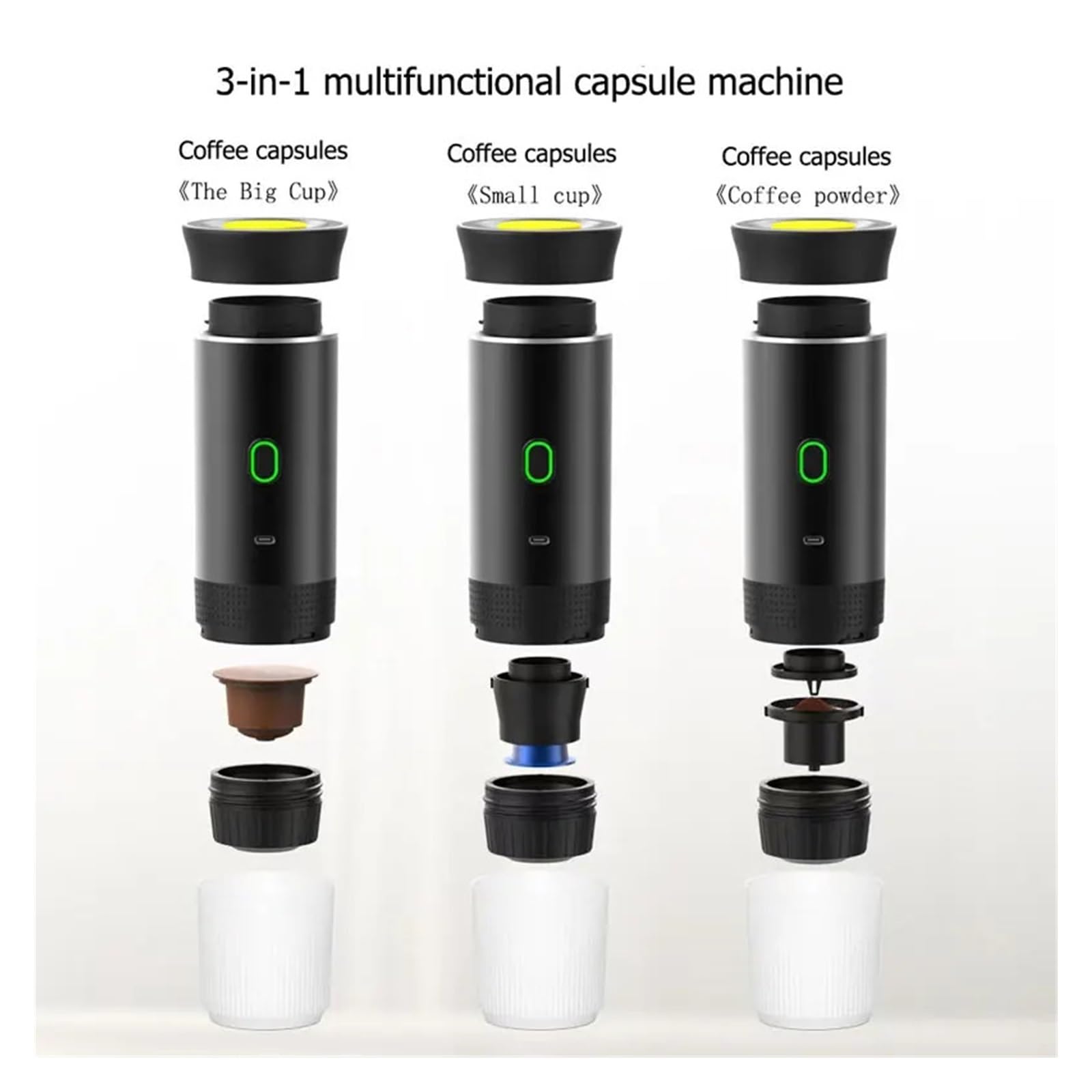 Cafetera portátil, Cafetera portátil de cápsulas italiana espresso eléctrica pequeña inalámbrica bomba de calor máquina de café a presión for el hogar ,para vehículos recreativos, senderismo, oficina(
