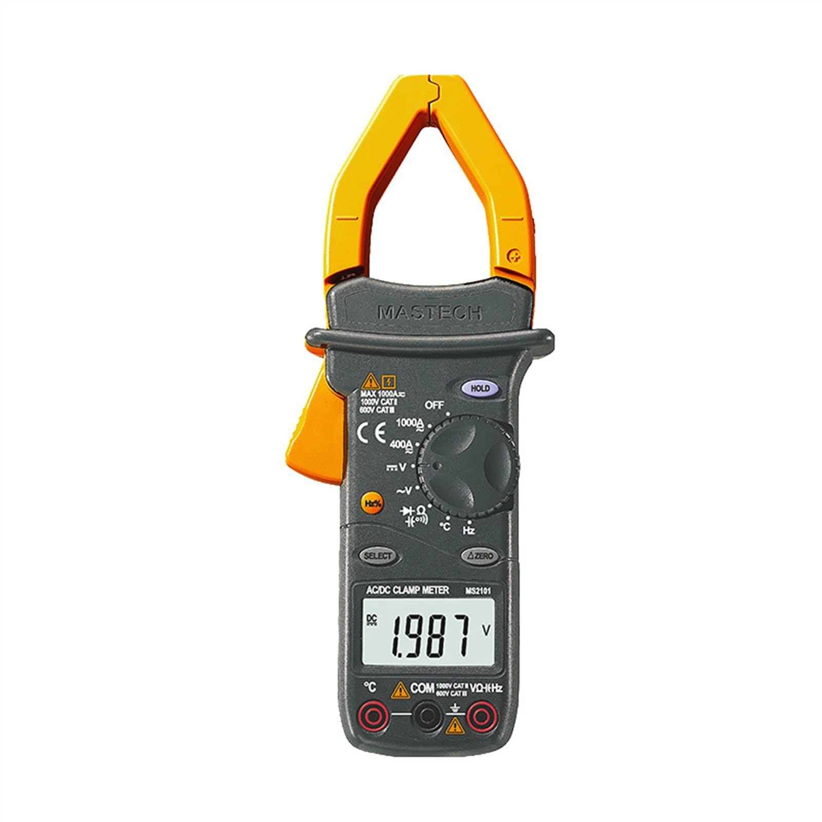 MS2101 AC/DC 1000A Medidor de pinza digital DMM Hz/C Pinza amperimétrica Medida Capacitancia Frecuencia Temperatura