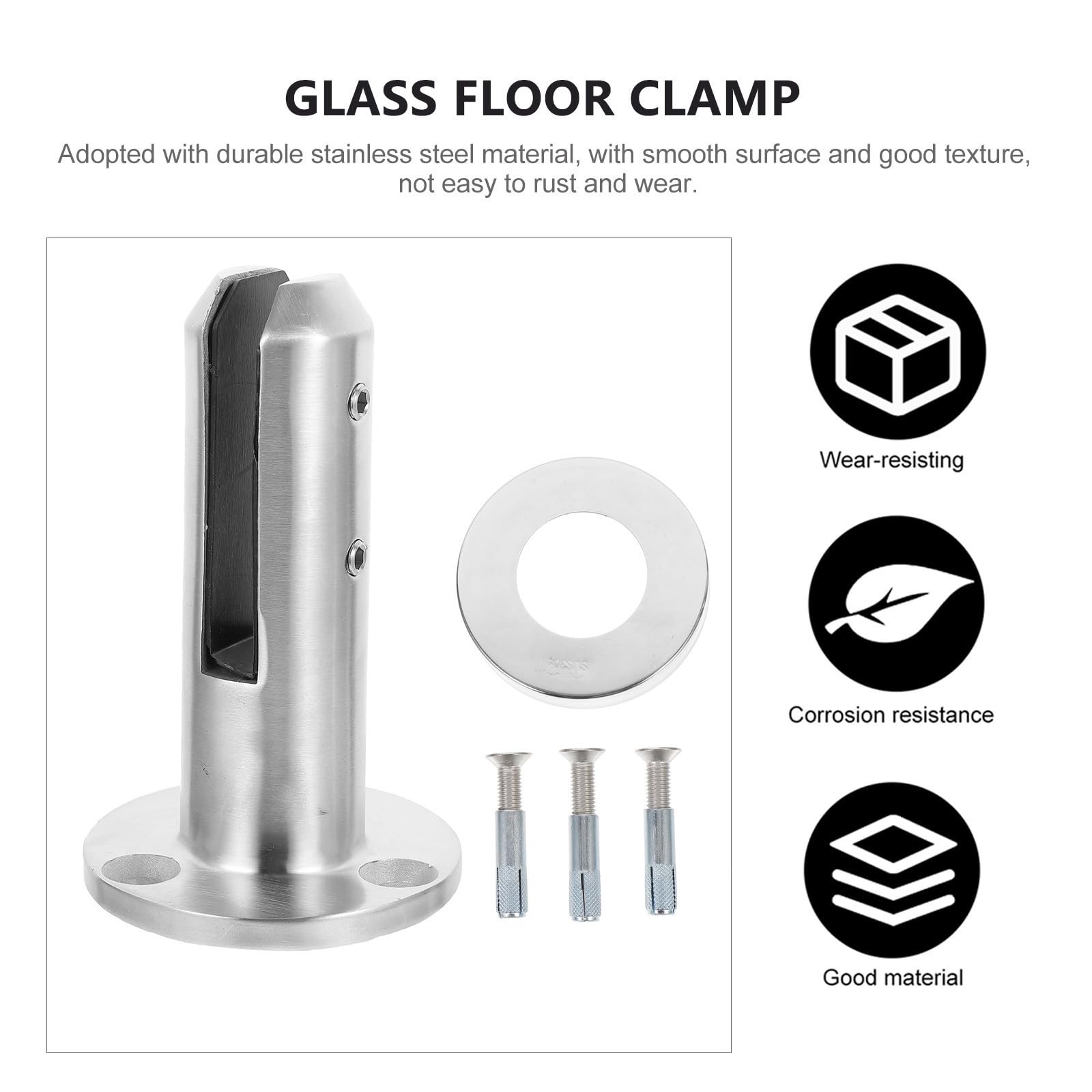 Edelstahl Boden Glasklemmen für Glaspaneel, Silber, Stabil