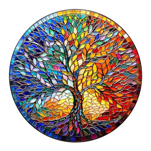 Holzpuzzle Erwachsene, 300 Teile Bunt Glas Baum Holz Puzzle...