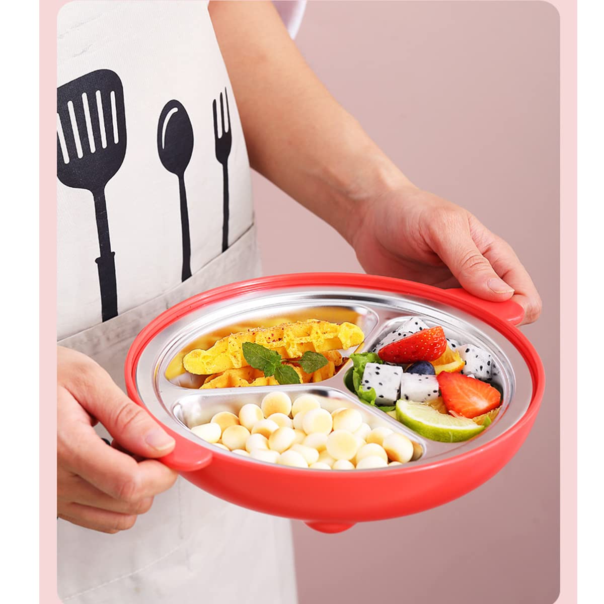 Lot De 3 Assiettes Divisés Inox 5 Compartiments - Pour Enfants/Adultes - Contrôle Des Portions