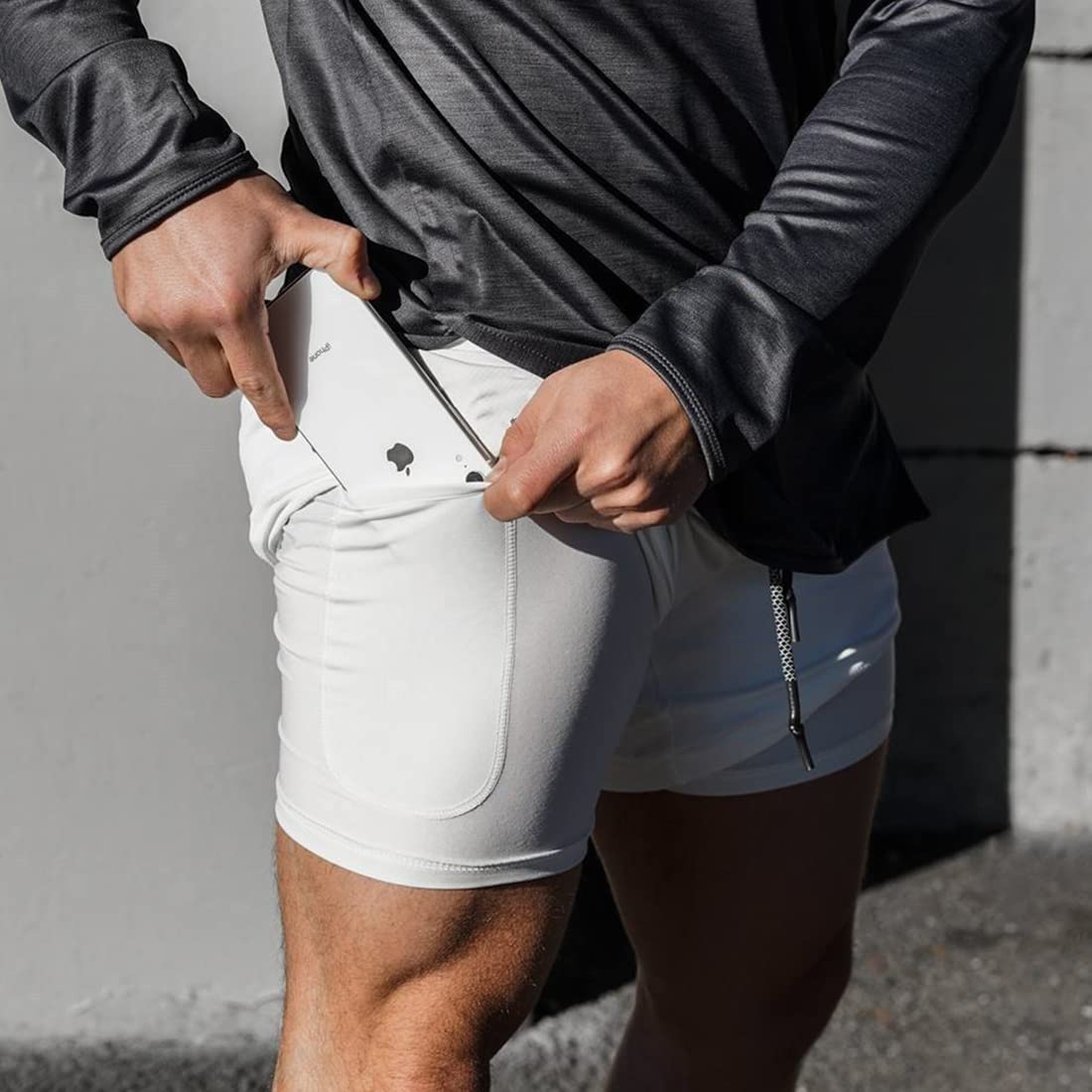 Shorts Herren 2 in1 Trainingsshorts Kurze Hosen Schnelltrocknende Laufshorts Sporthose Taschen Kompressions Shorts