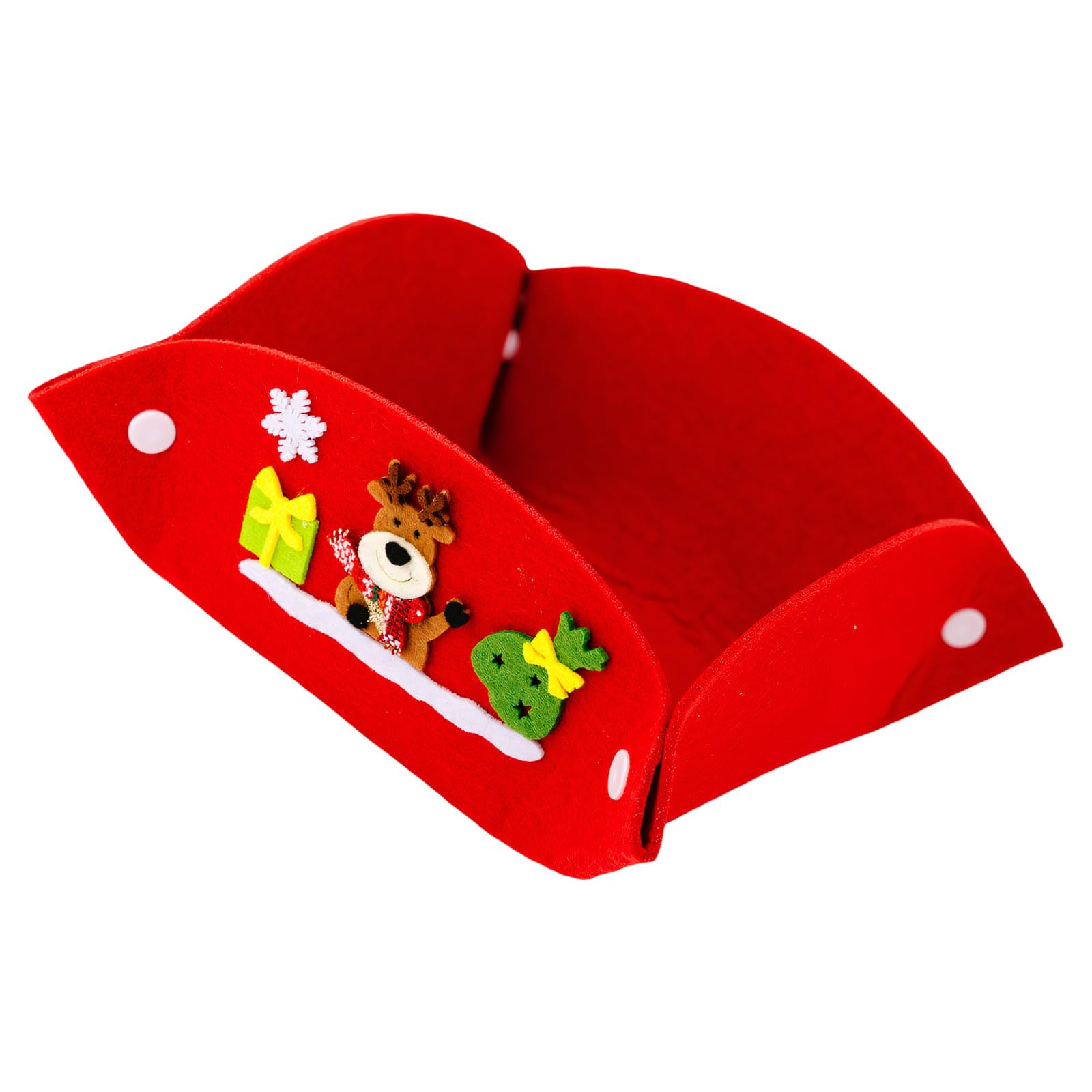 Christmas Treat Box Red Nonwoven Fabric Candy Container for Tabletop Decor, Party Snacks and Seasonal Home Display Festive Candy Holder Holiday Box Red Tabletop Decor Nonwoven Treat Container