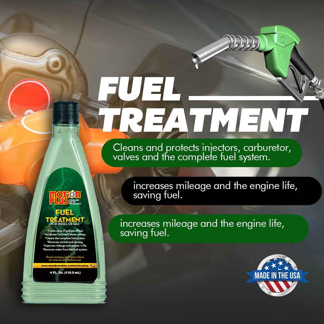 Fuel Treatment Motion Plus - Concentrated Formula 4 fl. Oz. – Treats up to 21 Gallons - Fuel Stabilizer & Treatment, Gasoline Stabilizer, Star Tron Marine Enzyme Fuel Treatment