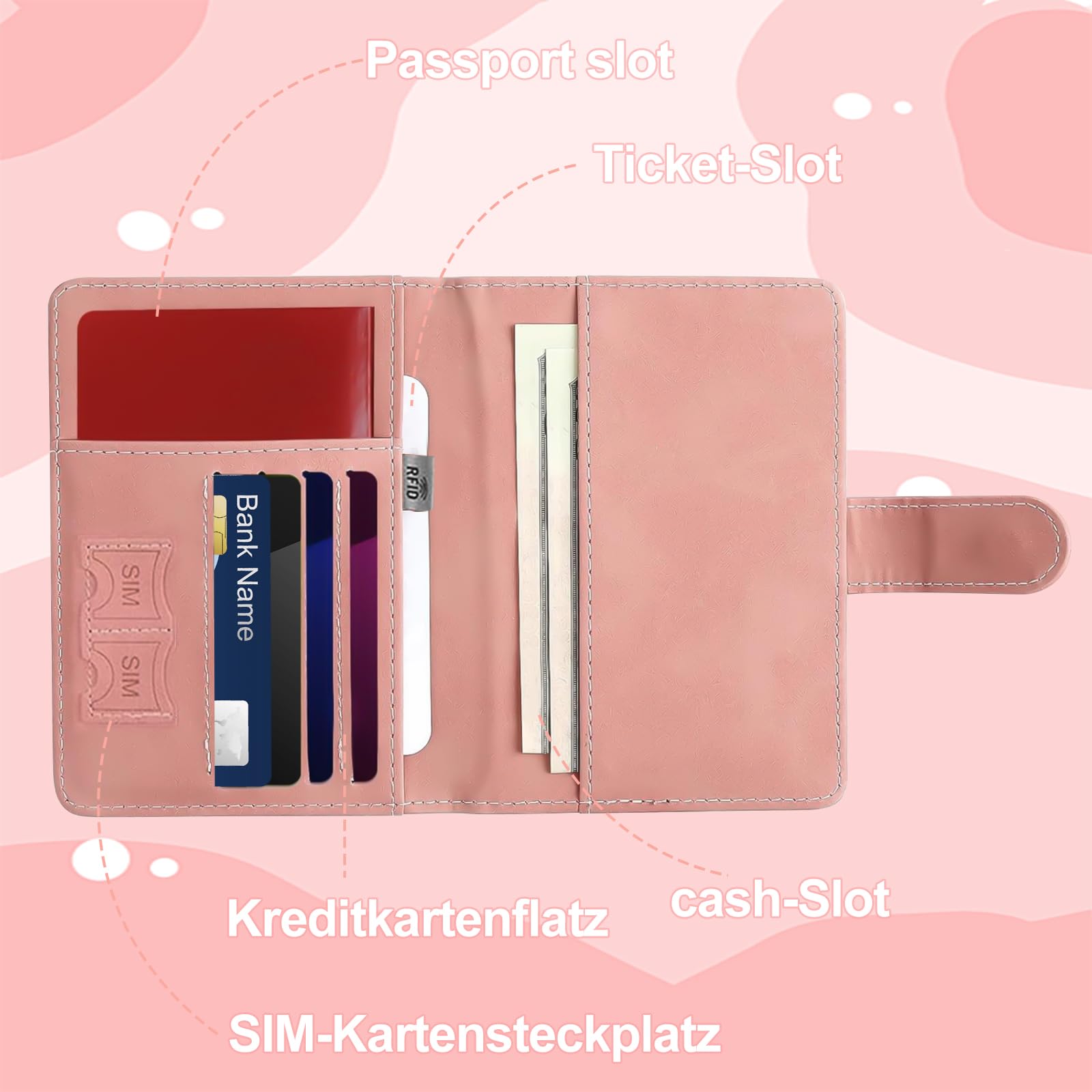 2 Pezzi Porta Passaporto, Porta Passaporto da Viaggio con Etichette per Bagagli Custodia Passaporto Passaporto Personalizzato per Passaporti, Carte di Credito, Documenti di Viaggio