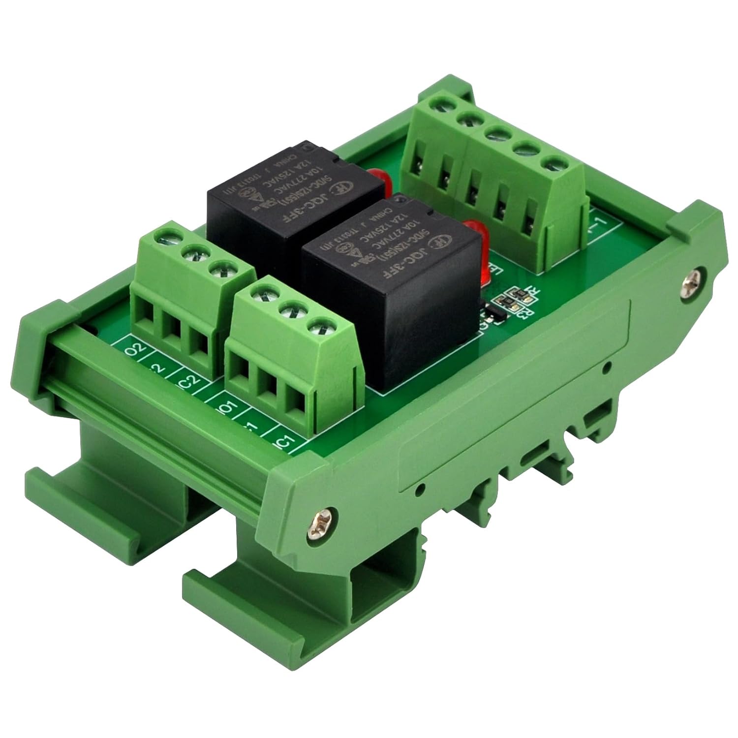 Electronics-Salon DIN Rail Mount 2 SPDT 10Amp Power Relay Interface Module, DC 5V Version.
