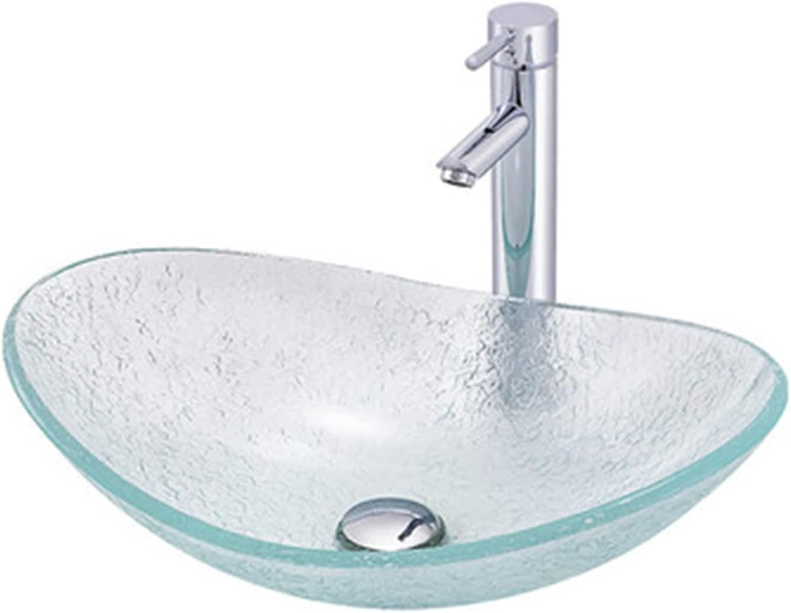 ASerZenith Bathroom Vessel Sink Ceramic Bathroom Sink Basin Tempered Glass 540Mm Transparent Cloakroom Above Counter Sink(Awithfaucet)