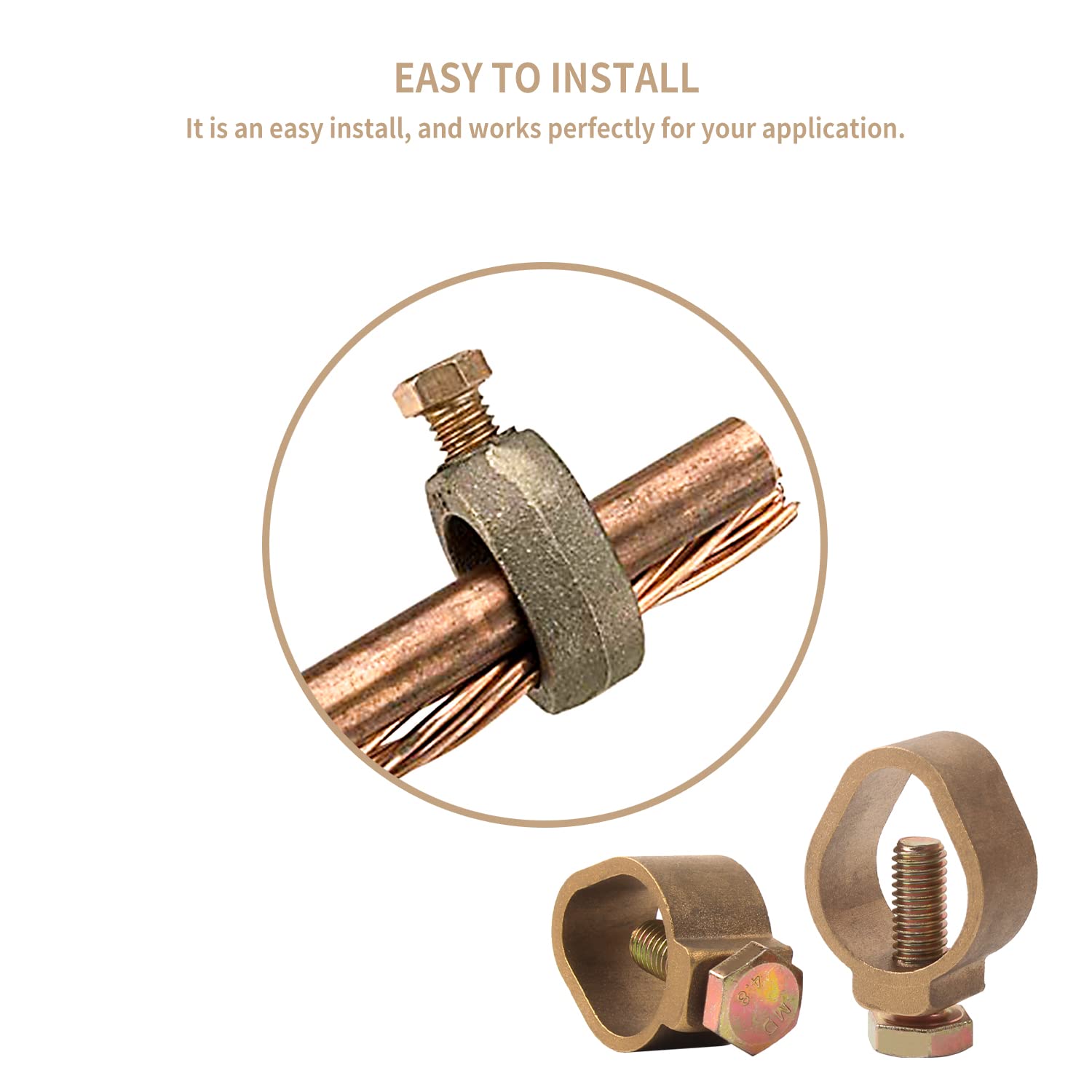 2 Stück 3/4 Zoll direkte Beerdigungsstabklemmen, Kupfer, Erdungsklemme, 1,9 cm
