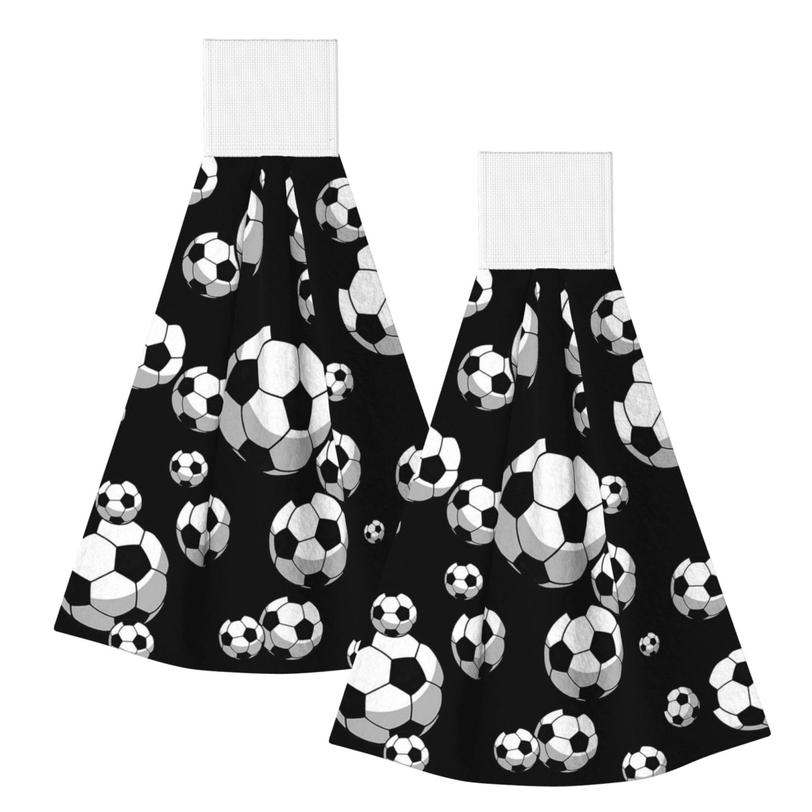 DOPKLNA Soccer Ball, 2 Pcs Hanging Coral Fiber Hand Towels for Bathroom, Absorbent Kitchen Towels