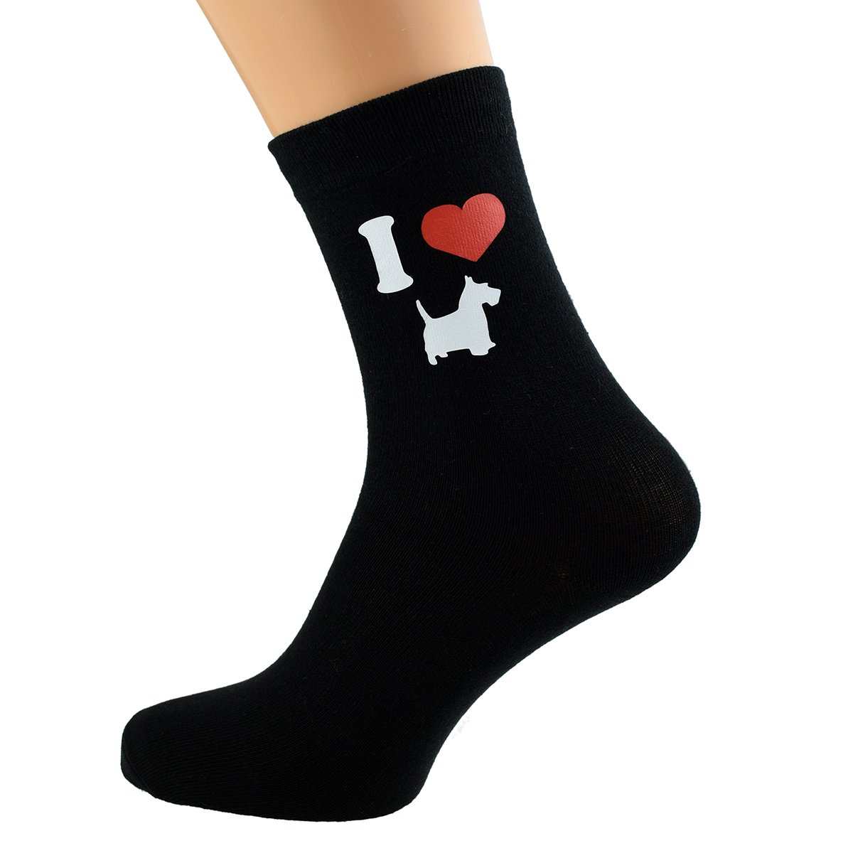 Gtr-Prestige Giftware Men's White I Love Scottish Terriers Black Socks Uk Size 6-12 Eur 39-46 (X6n132)