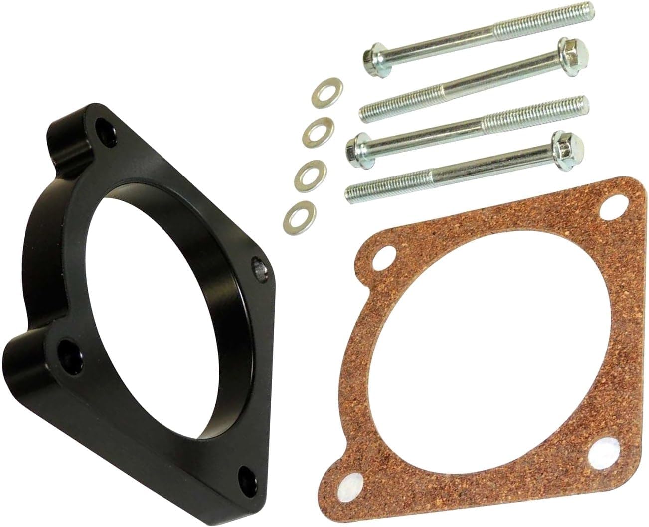 APDTY 171876 Throttle Body Spacer Kit; Black Anodized; 0.5"; Compatible With 2007-2011 Jeep Wrangler; Replaces RT35006