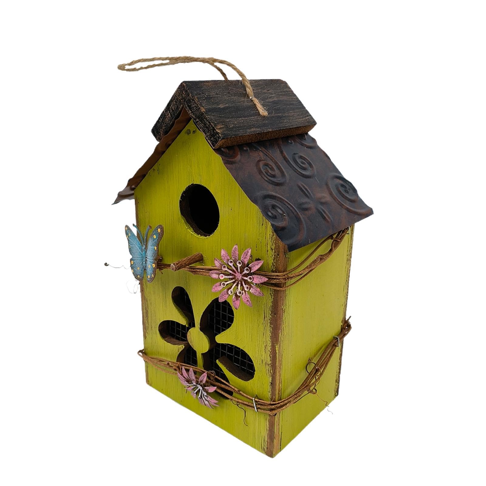 Niedliches aus Holz – dekoratives hängendes Vogelhaus den Außenbereich für Garten, Terrasse und Park (grün)