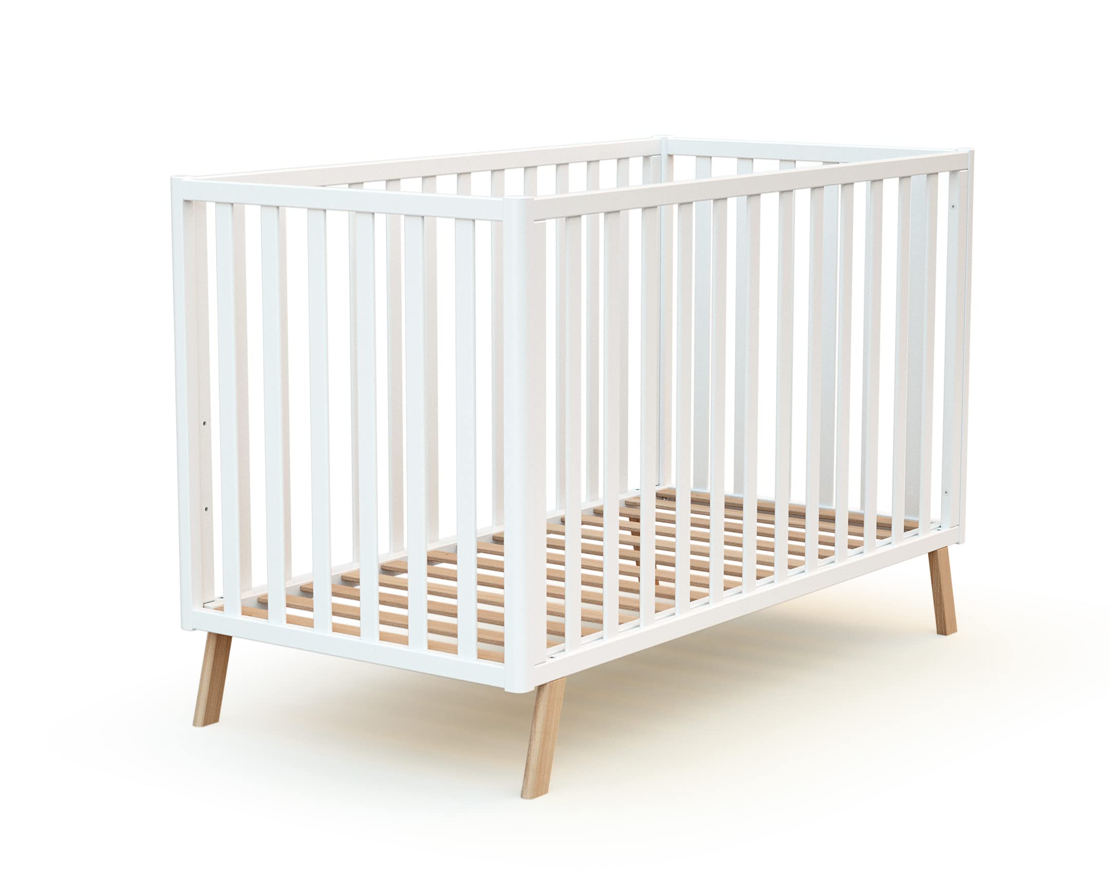 AT4 - Cuna bebé evolutiva CONFORT madera - Blanco - 60 x 120-125,50 x 64 x 81,50 cm