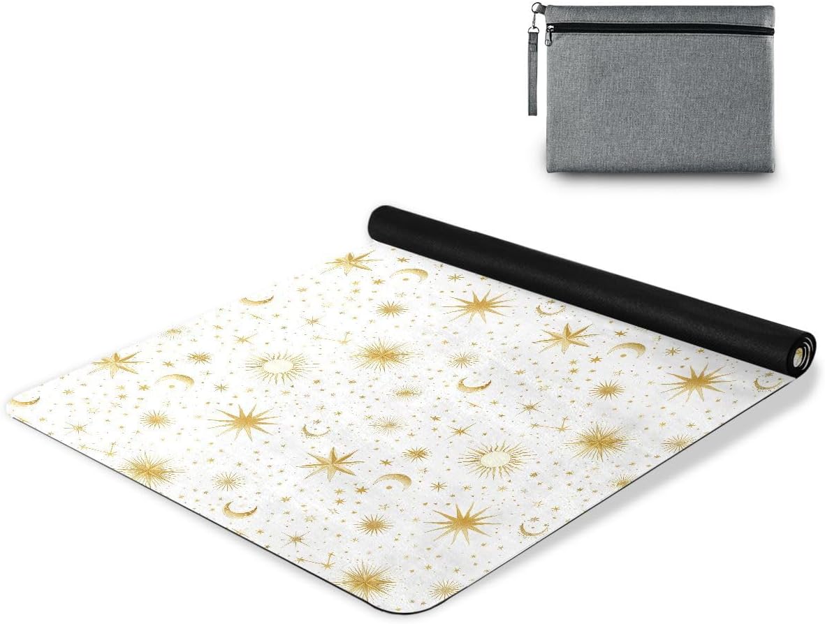 ALAZA Golden Constellations Crescent Sun and Stars Yoga Mat Non Slip Fitness Exercise Mat, Workout Mat for Yoga, Pilates and Floor Exercises