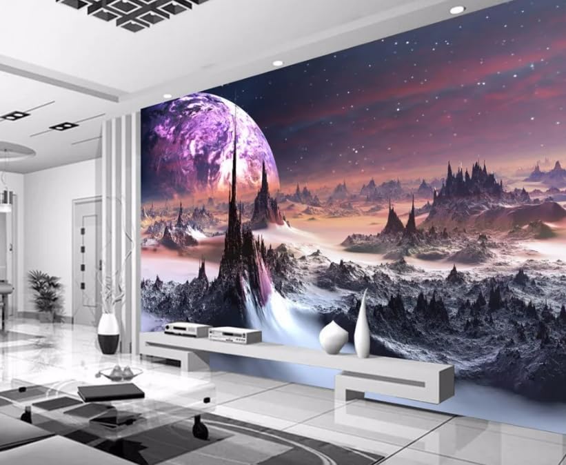 Papier peint mural 3D pour agrandir une petite pièce sombre motif montagnes 250x175