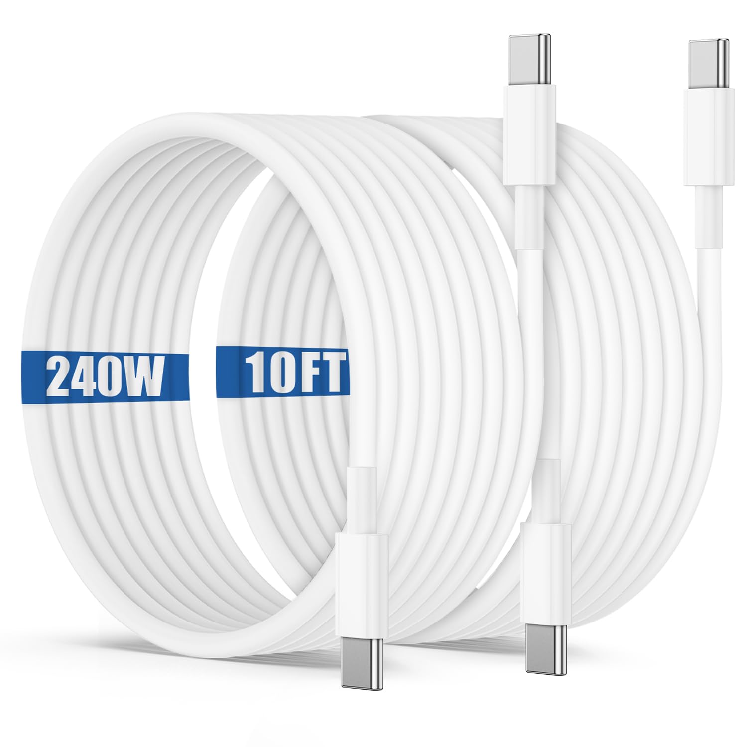 Photo 1 of 240W USB C to C Charging Cable 10ft,Type C to C Fast Charger Cord Long for Apple iPhone 17 Pro Max/17 Pro/16 Pro/16/15/Macbook Pro/Macbook Air/iPad Pro/Air/Laptop/Samsung Galaxy S25 S24 S23 Ultra/Plus