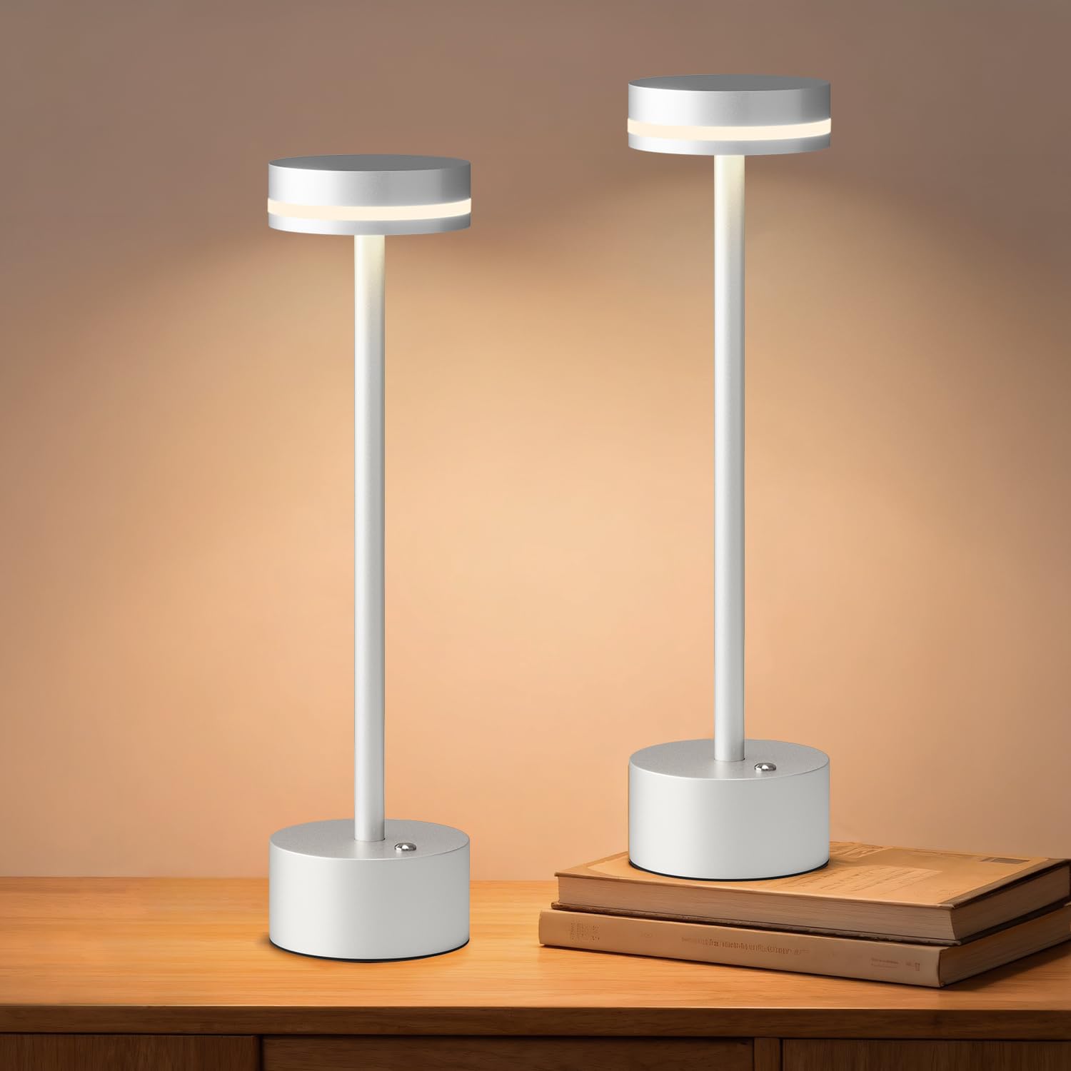 Photo 1 of FUNTAPHANTA 2 Pack Modern Cordless Table Lamp Rechargeable, Aluminum Touch Lamp & 4000mAh Battery Operated, 3000K LED Table Lamps for Home Decor, Dining, Reading, Desk, Bedroom, Gift