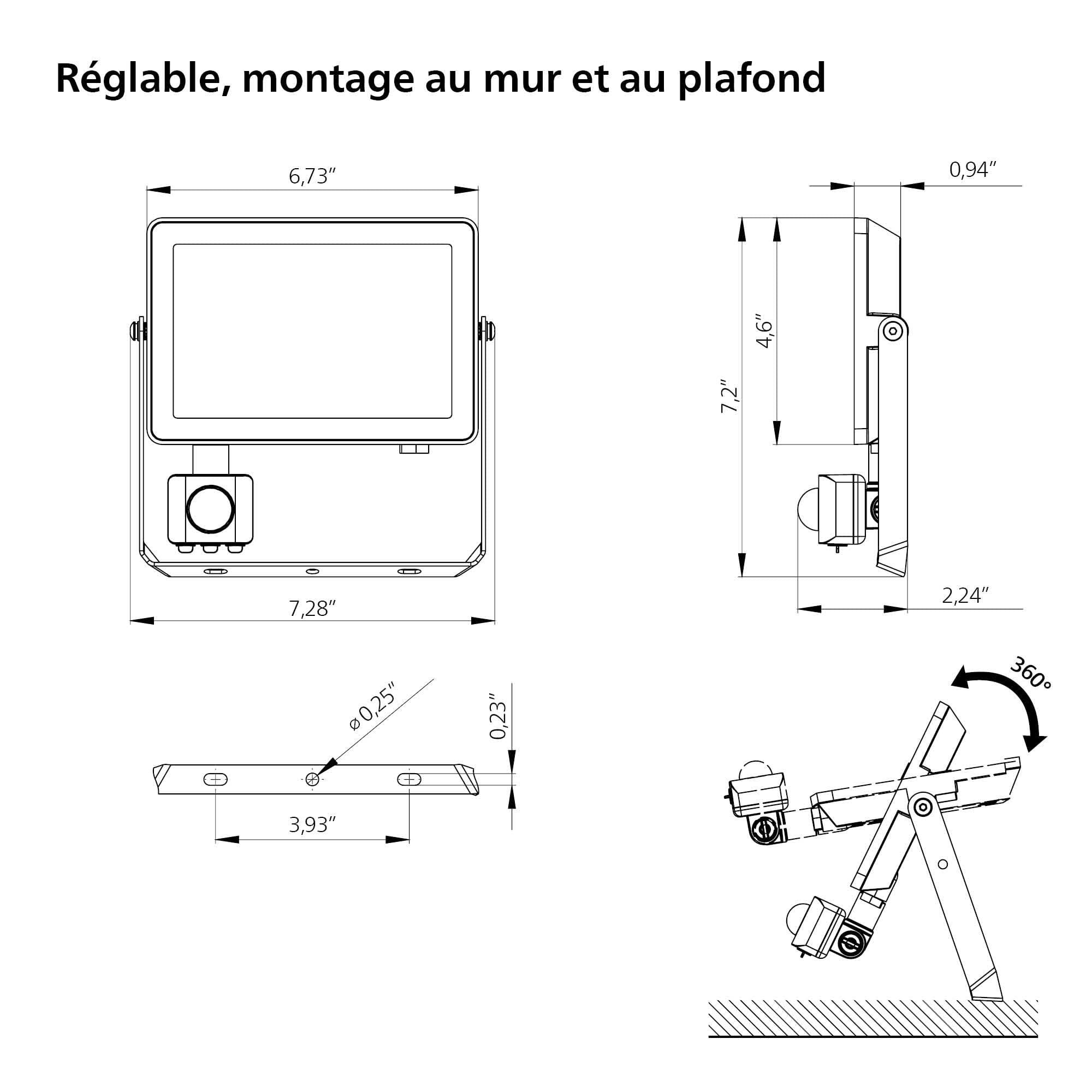 Philips Projectline, projecteur 20W, 4000 Kelvin avec détecteur de mouvement