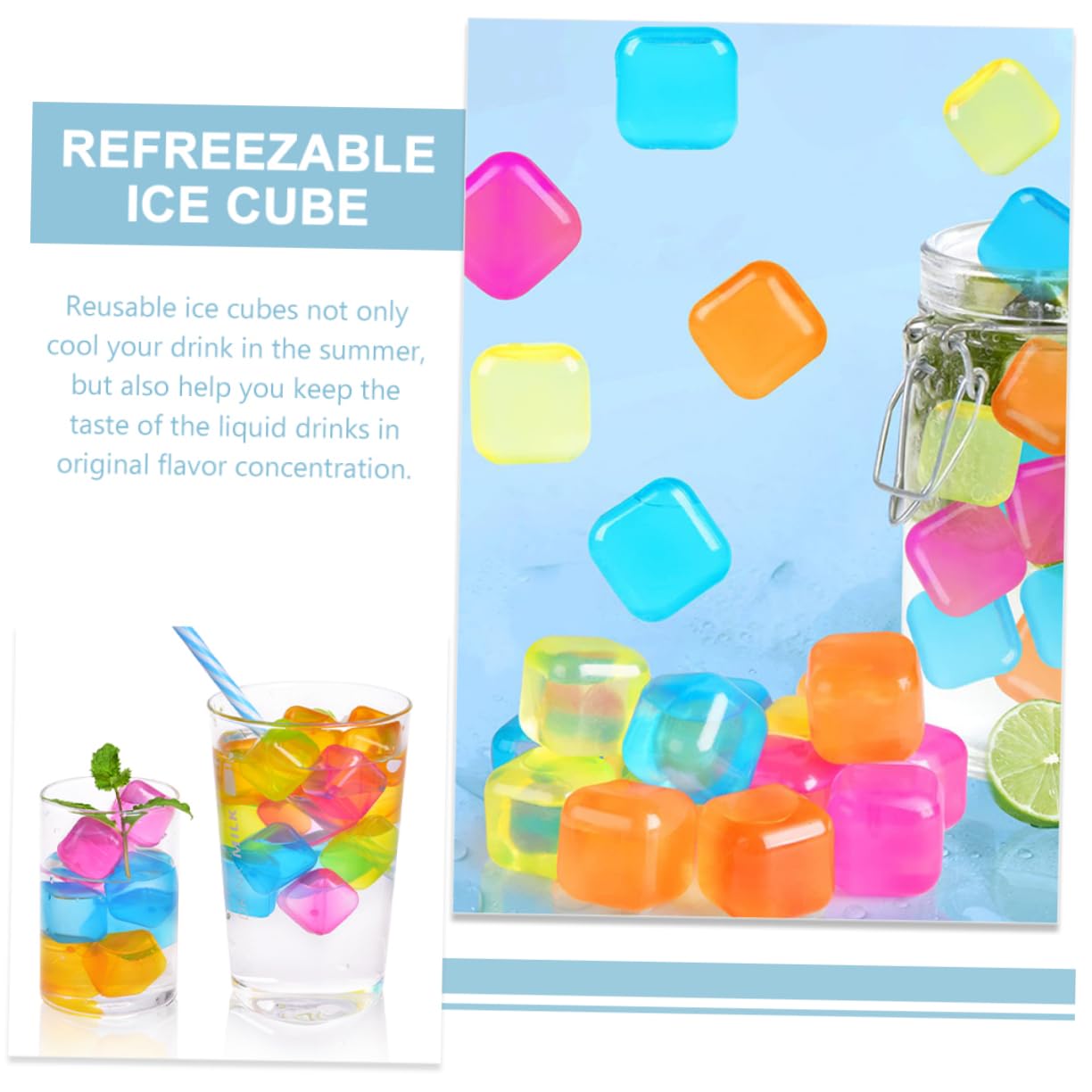 Alipis 60piezas Cubitos De Hielo Reutilizables De Hielo Práctico Para Bebidas Frías Fiestas Restaurantes Aire