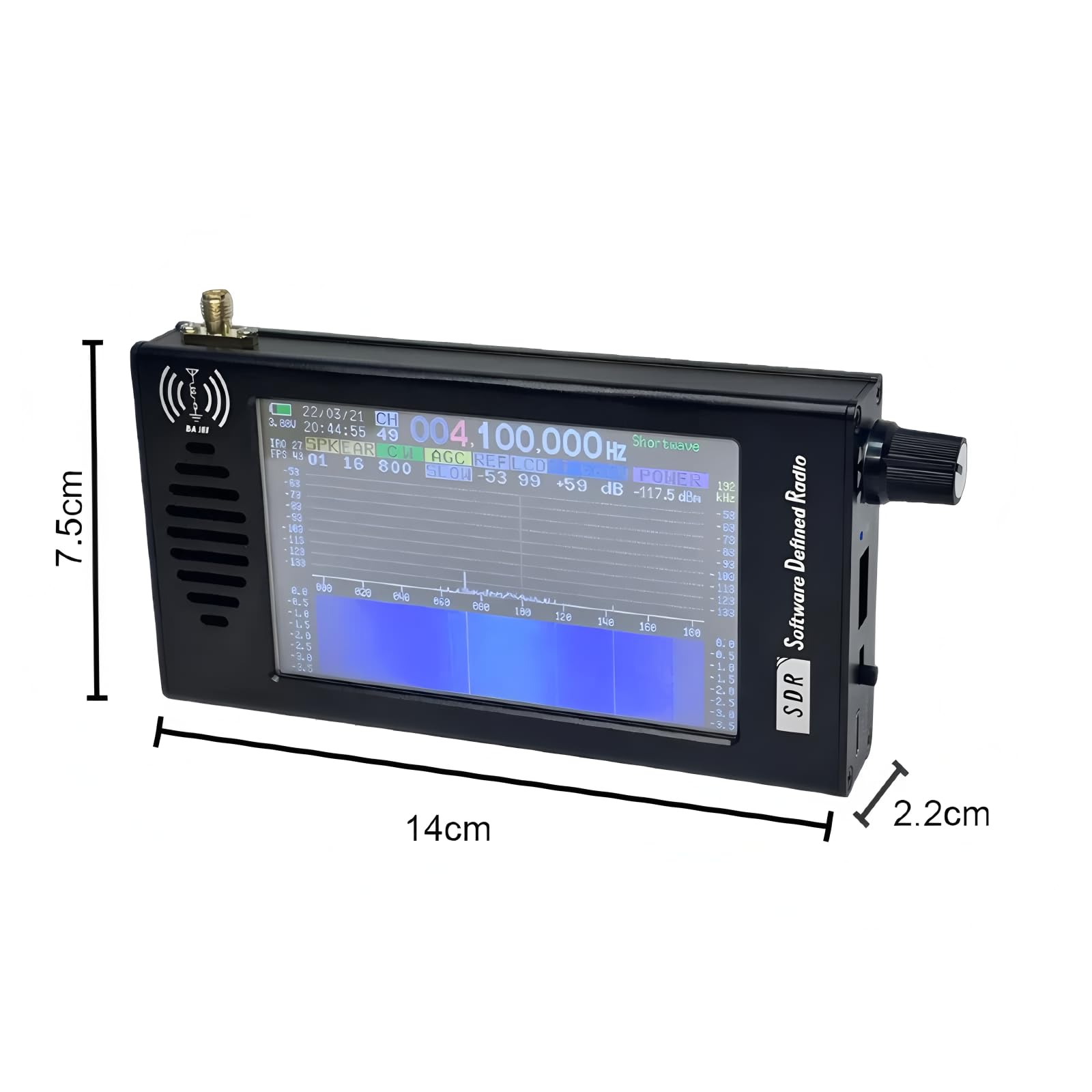 HTOOL SDR V5 Radio-Kurzwellen-DSP-Digital-FM-Radioempfänger, Transceiver SDR DSP Demodulation mit Farbdisplay (SDR V5)
