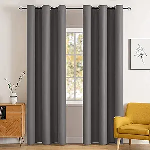 MIULEE 90" Long Blackout Curtains Room Darkening Thermal Insulated Drapes Solid Window Treatment Set Grommet Top Light Blocking Curtain for Living Room/Bedroom 2 Panels Grey