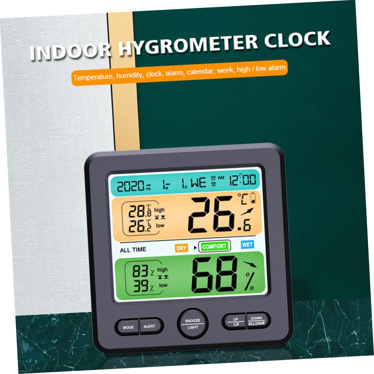 Reloj Termómetro e Higrómetro Pantalla Digital Medidor De Humedad y Temperatura Para Casa