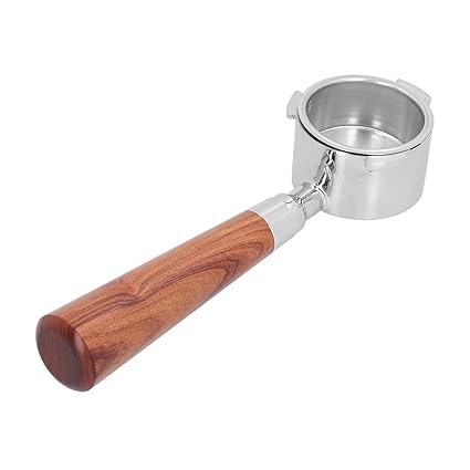 Bottomless Filter, Antioxidant Bottomless Portafilter Environmental Protection Portable Stainless Steel with Rosewood Handle for Coffee Machine for Household(Rosewood Handle, 51mm)'