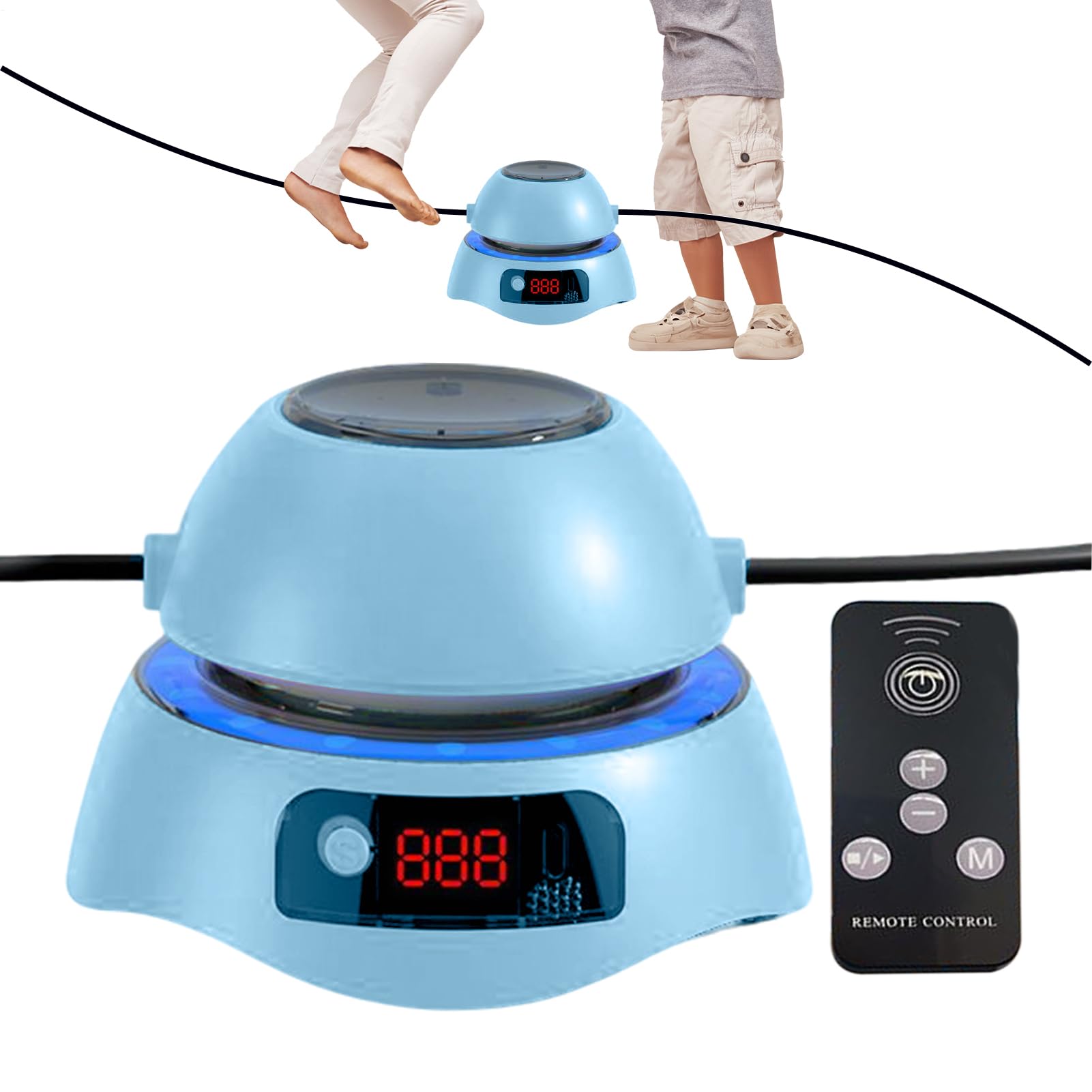 Estación de salto inteligente, 10 ajustes de velocidad para entrenamiento juvenil, iluminación LED interactiva con rotación inalámbrica y motorizada para salas de juegos, patios traseros, sótanos y