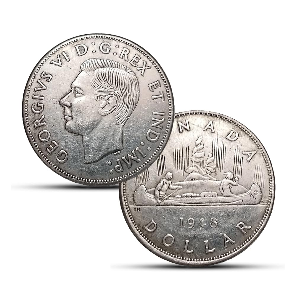 Antique Canadian Silver Coins, Lucky Maple Leaf Silver Coin Collection, Canada Ancient Coin for Collectors, Vintage Commemorative Gifts (1948 George V-1 D)