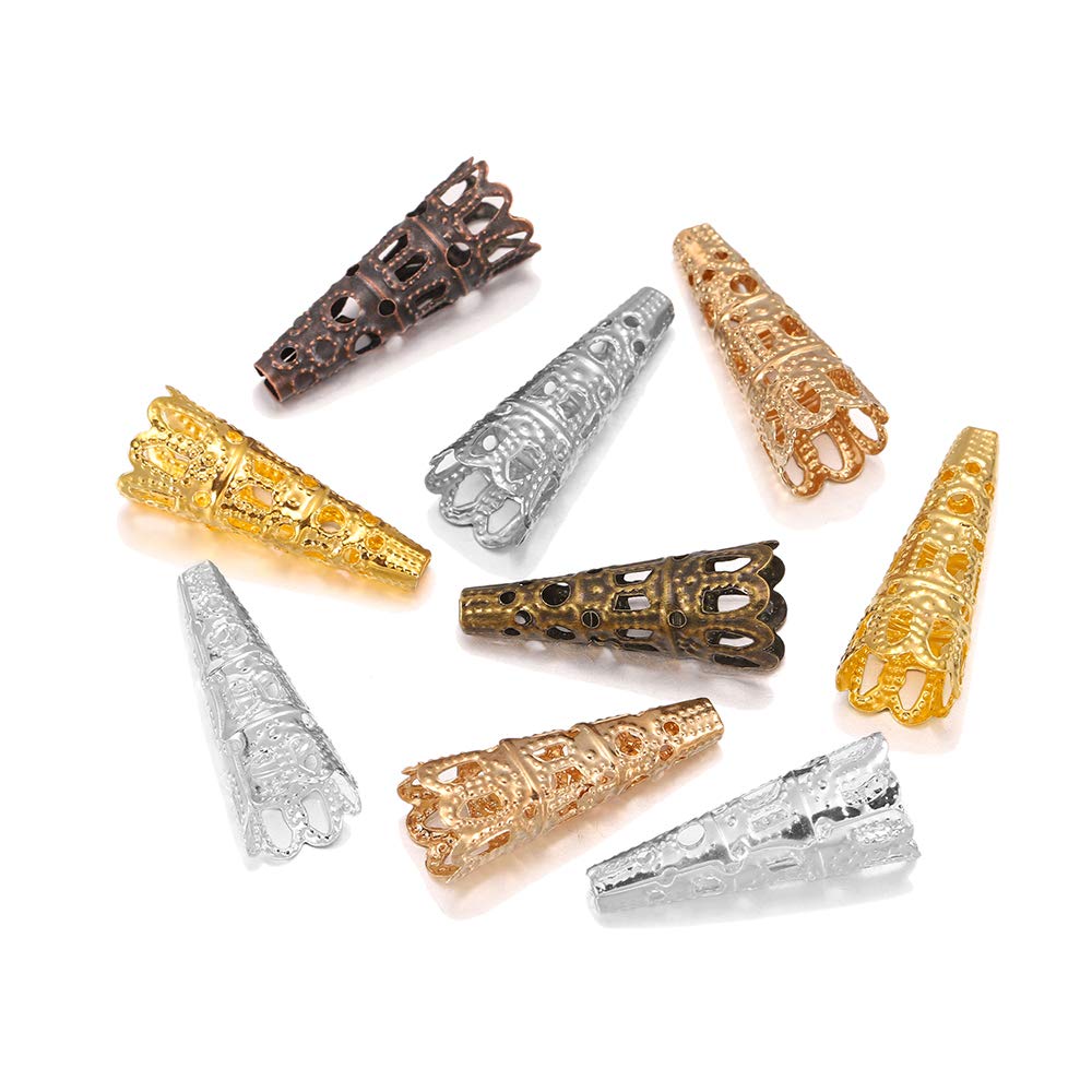 50pcs/lot Rhodium Alloy Bugle Cone Bead Caps Crystal Pendulum pendant End Cap For DIY Jewelry Making Supplies Findings