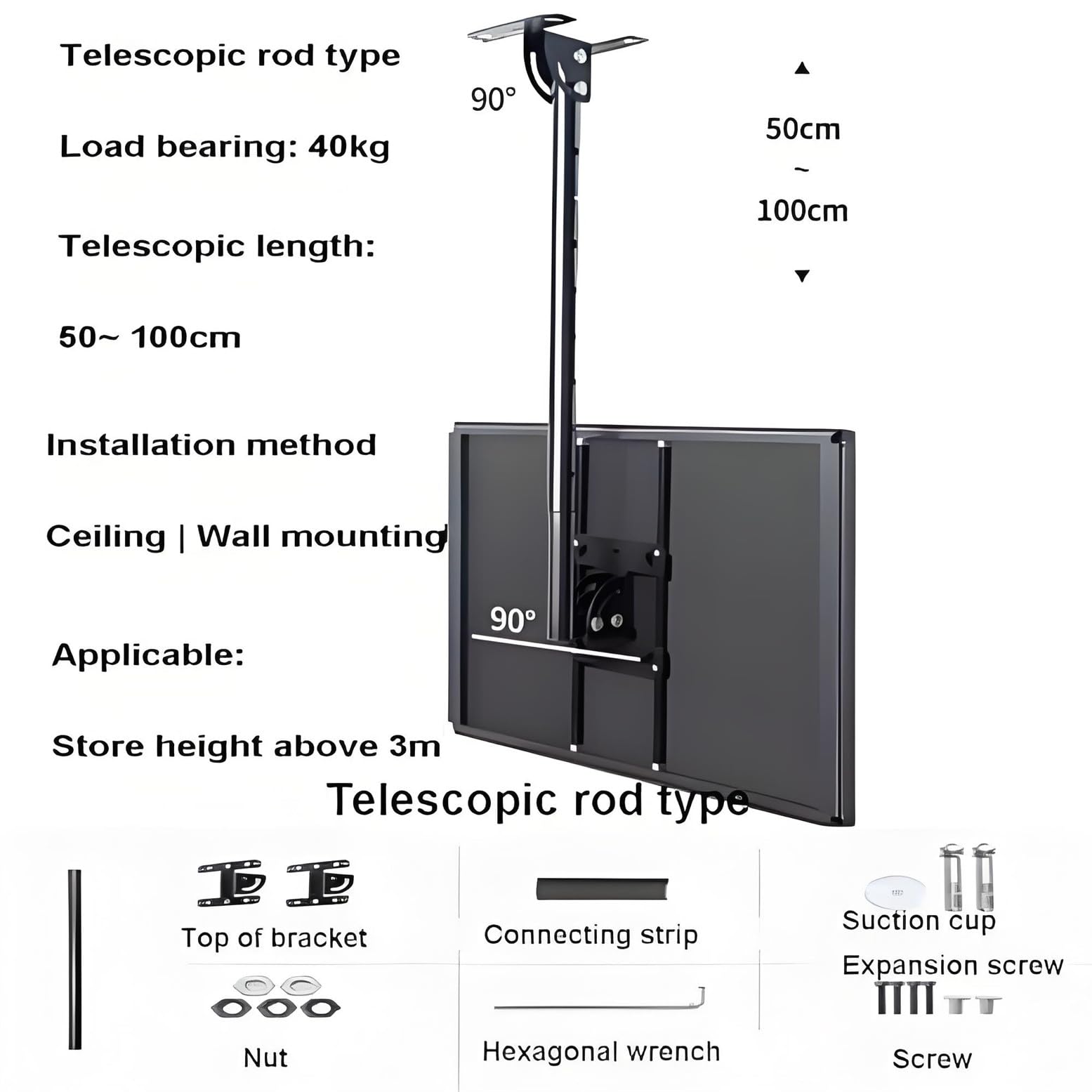 Reproductor Multimedia publicitario con USB para señalización Digital o TV, Pantalla inalámbrica con función para Compartir Fotos, Formato Horizontal/Vertical, 50 x 60 cm (Vertical