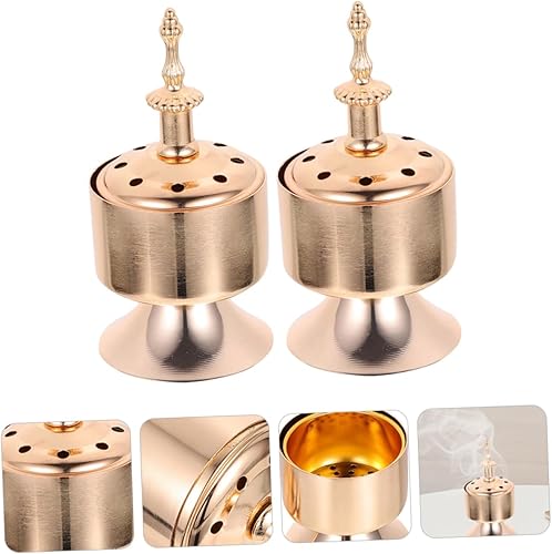 Miniatura 3 de DECHOUS Quemador de incienso de metal, quemador de incienso de latón, quemador de incienso de carbón, quemador de bobina de incienso, difusor de