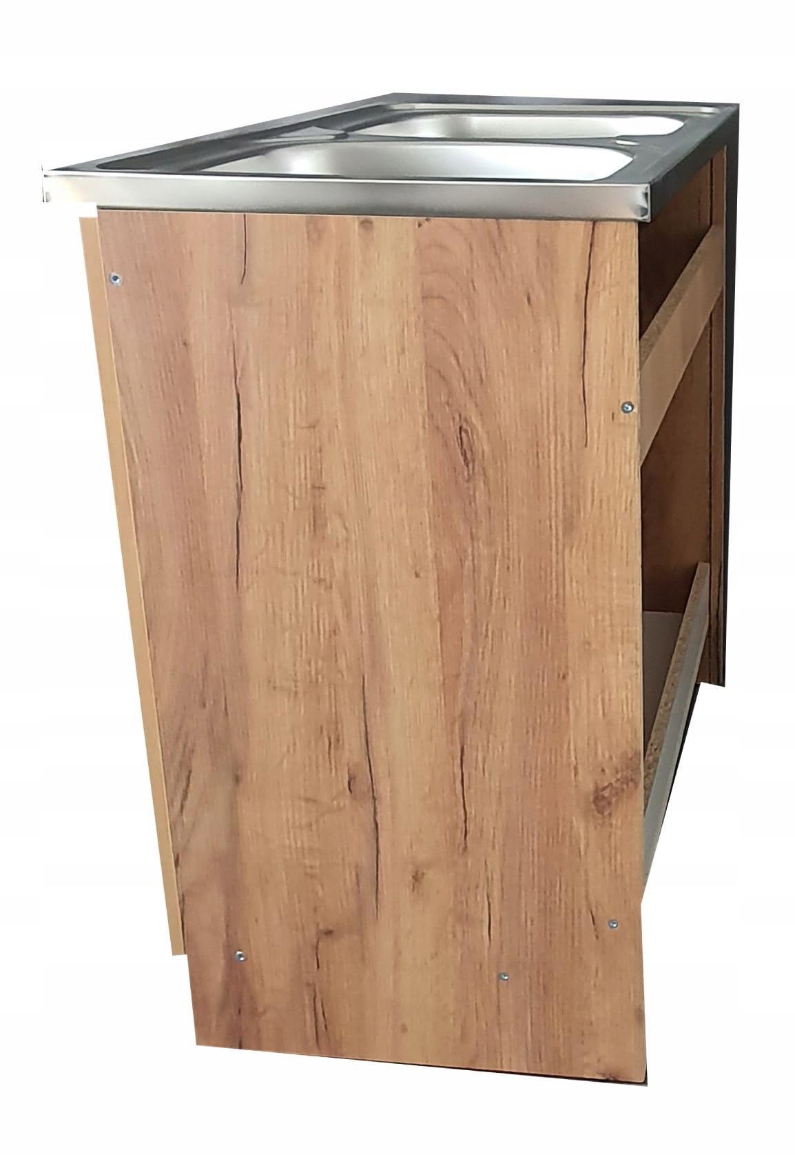 Szafka kuchenna 80 cm dąb złoty 2 umywalki zlewozmywak bez armatury XXL szafka stojąca 46 cm głębokość syfonu zmywarka do naczyń, kompletny montaż