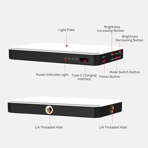 Miniatura 7 de Newmowa Luz negra recargable para selfie, video de clip portátil para teléfonoportátilcámara con sensor inteligente, 3 modos, batería de 2000 mAh