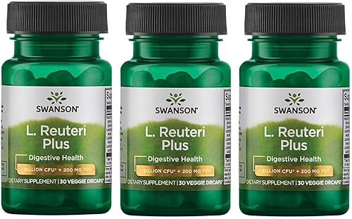 Swanson L. Reuteri Probiotic Plus with L. Rhamnosus L. Acidophilus & FOS Prebiótico Apoyo Digestivo 7 mil millones de CFU 30 cápsulas vegetales