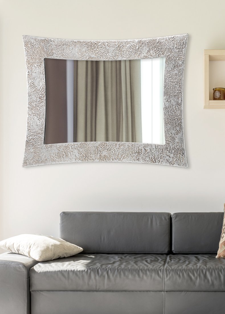 Pintdecor Vega Specchiera, MDF, Argento, 115x88x3 cm, Made in Italy
