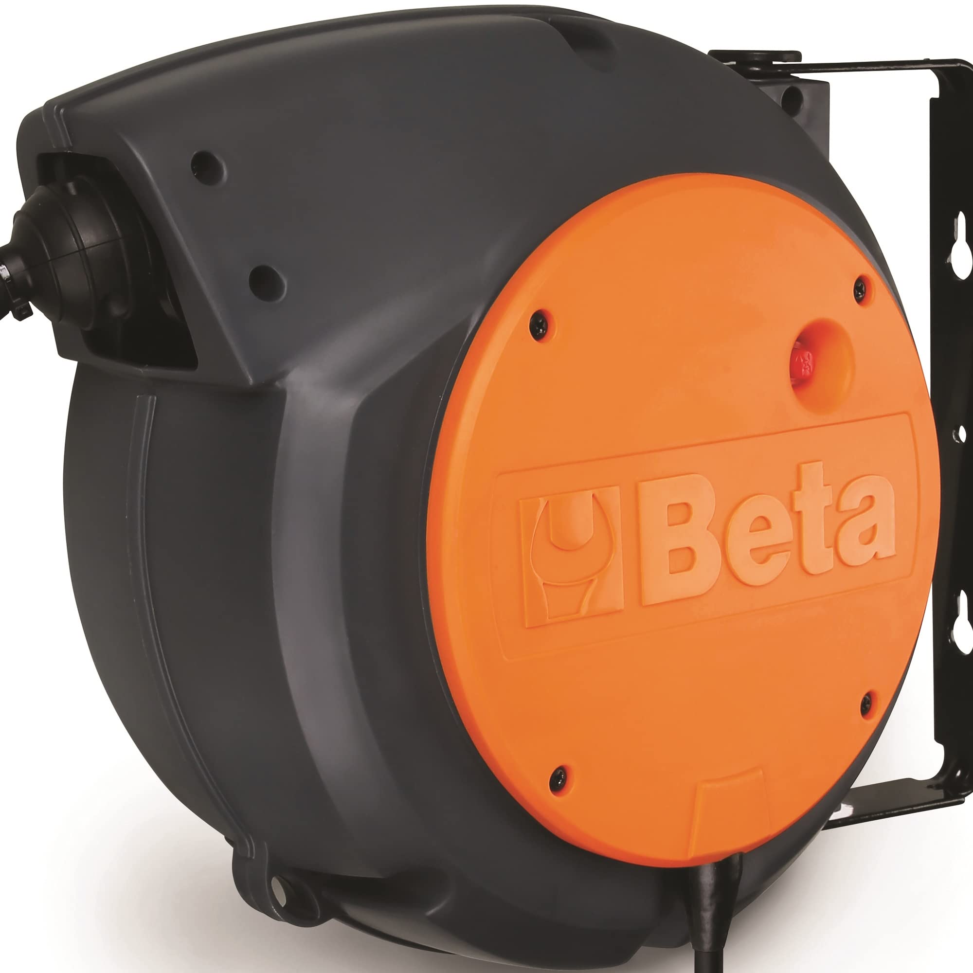 BETA - 1844 15-H05/SCK Bobinadora automática con cable 3Gx1,5 mm² y enchufe schuko, longitud del cable fuera de la carcasa 1 m, con soporte giratorio de 180° y segundo soporte de enclavamiento rápido,