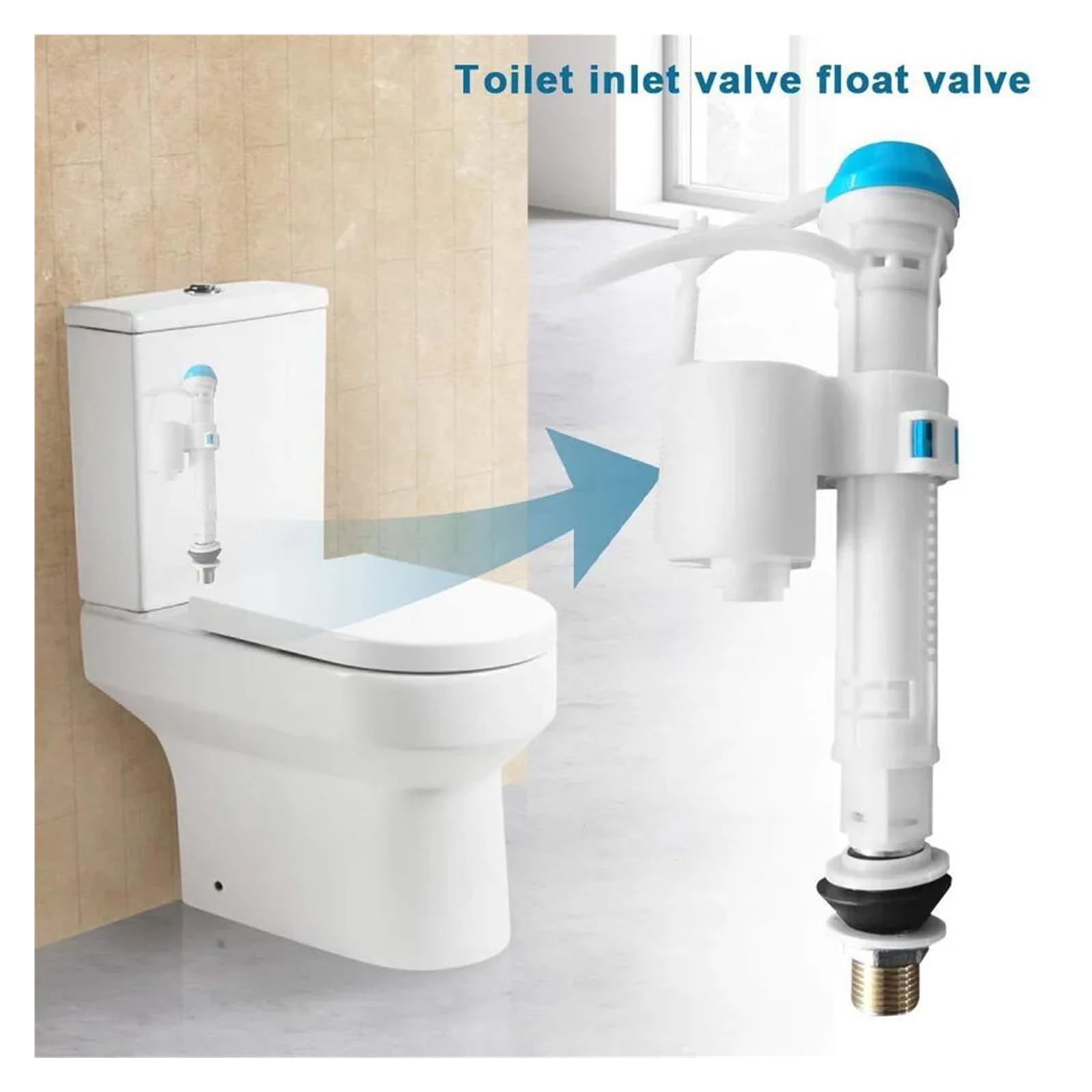 Fluxómetro manual para inodoro Válvula De Llenado Cisterna Inodoro, Altura Ajustable, Entrada Inferior, Construcción Silenciosa Antisifón