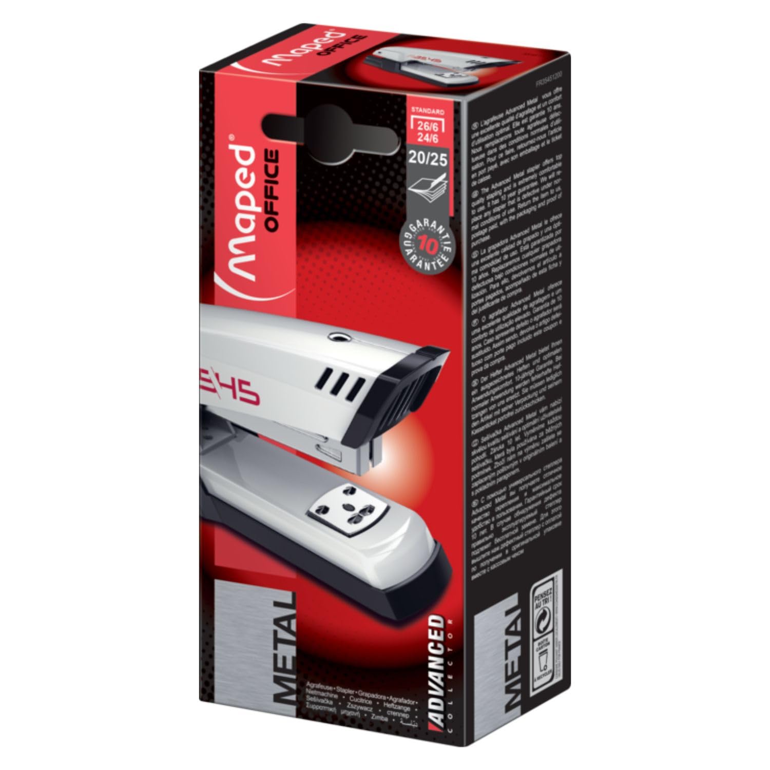 Agrafeuse Maped Advanced Metal - Demi Charge, Bleu Nuit, Garantie 5 Ans