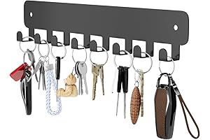 Key Holder Wall Mount Adhesive: 8-Hook Organizer for Hassle-Free Key Storage